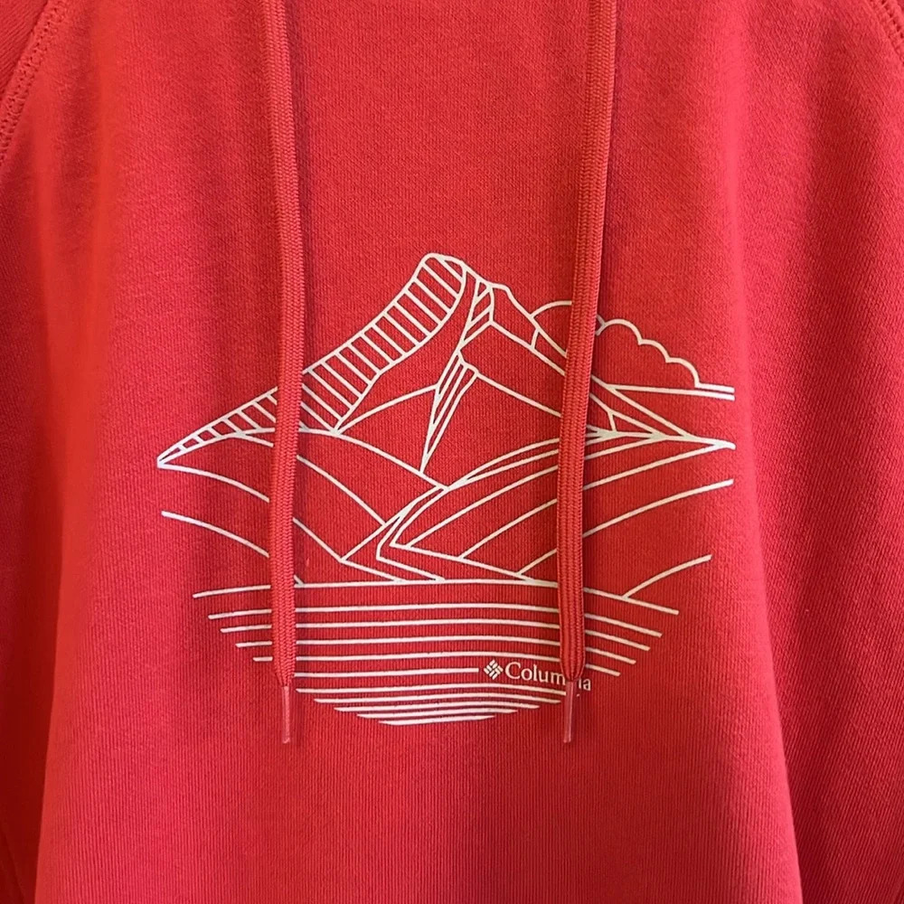 Columbia women's size small salmon pink red pullover sweatshirt mountain scene - Picture 3 of 9